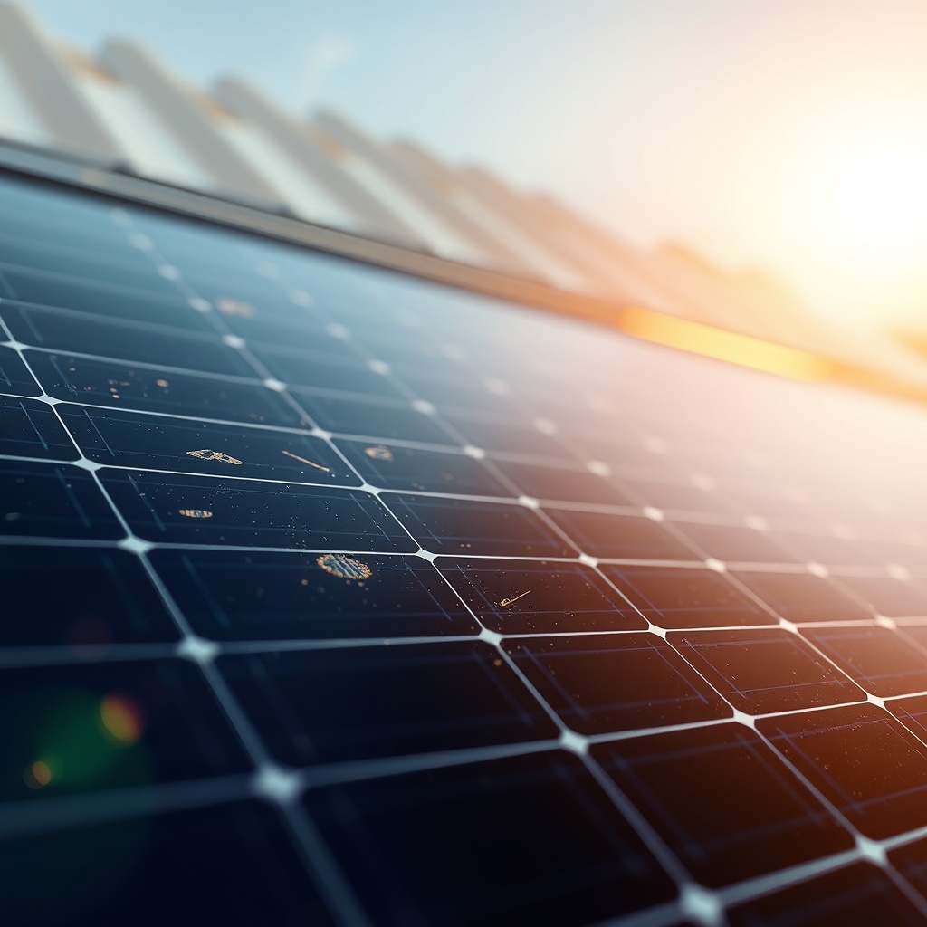 A close-up photorealistic photo of a Fafco Solar Bear absorber panel with visible blisteri