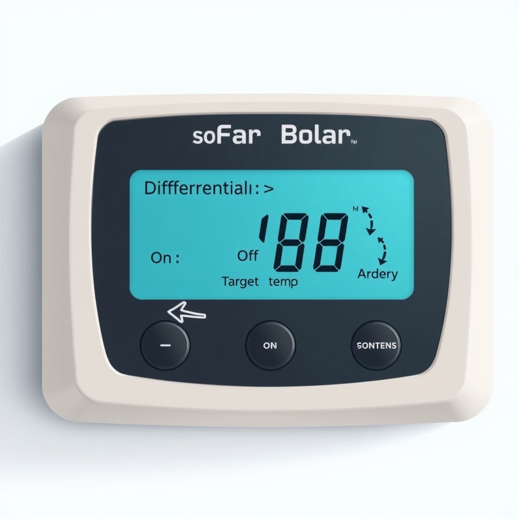 A simple illustration showing a Fafco Solar Bear controller display with three settings hi