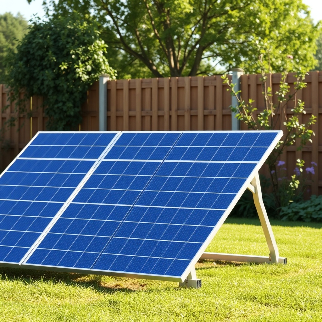 A clean photorealistic photo of a ground-mounted Heliocol solar panel array sitting on a l