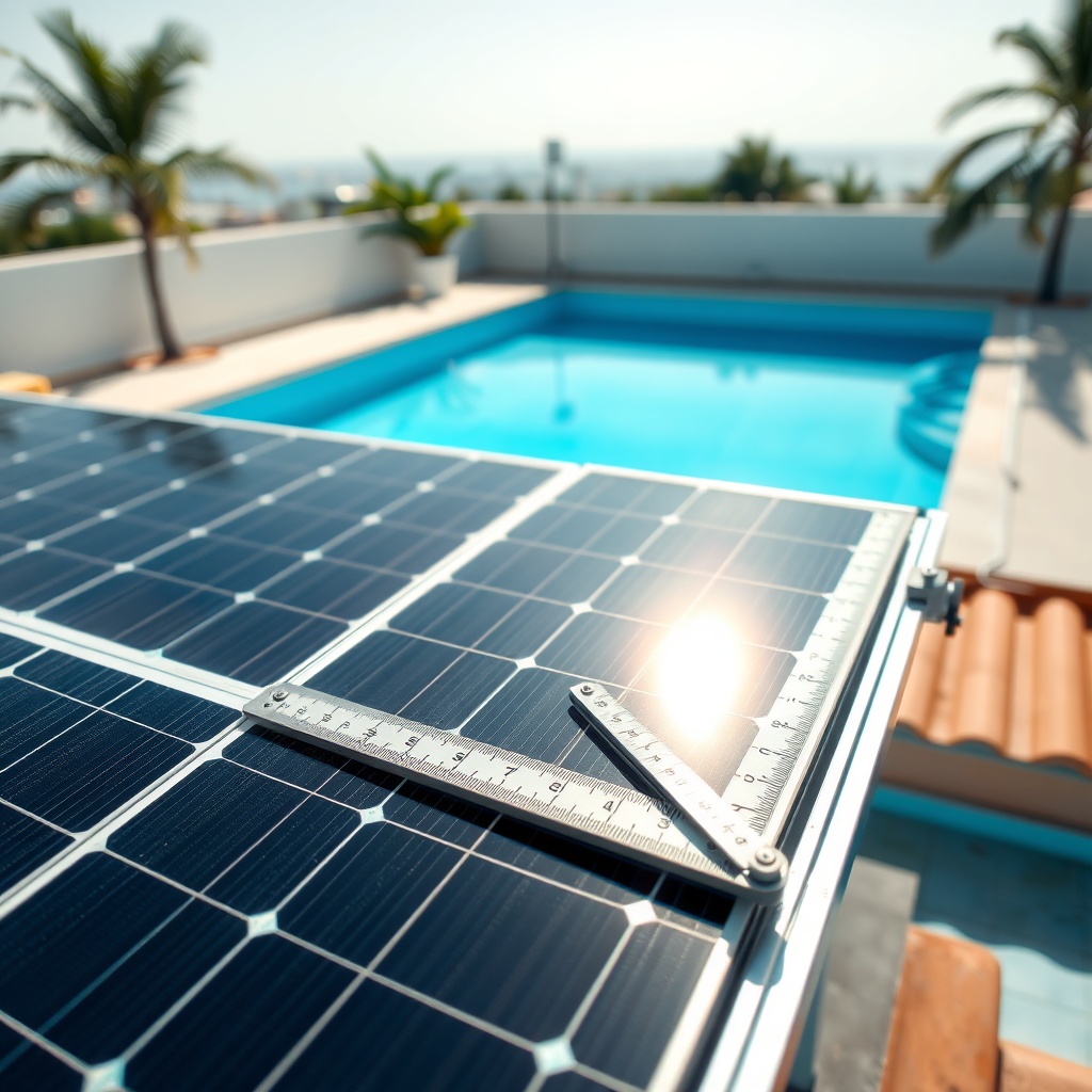 A clean photorealistic photo of a Heliocol solar panel array on a rooftop