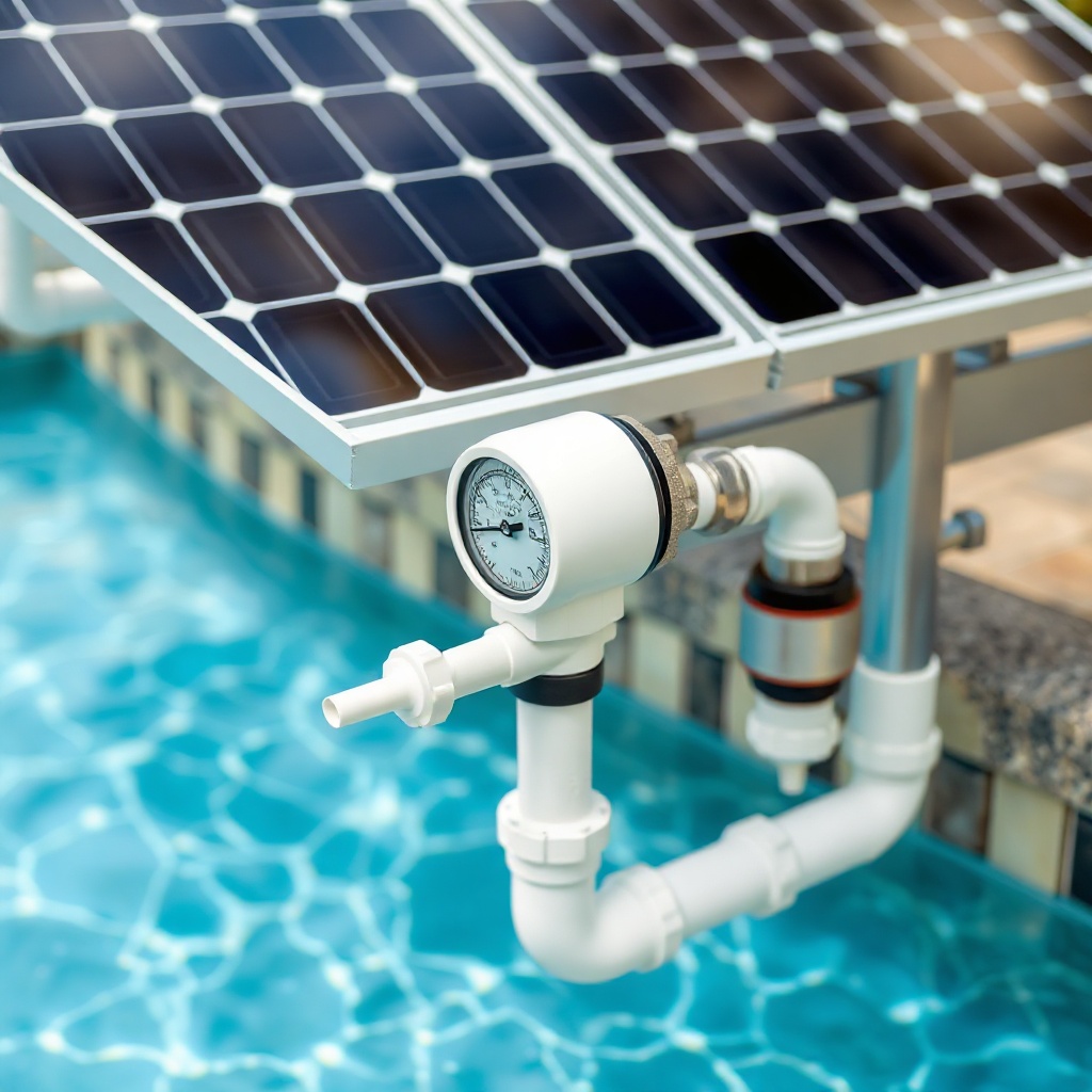 A photorealistic photo of a Generic Helio solar panel array installed on a ground-mounted