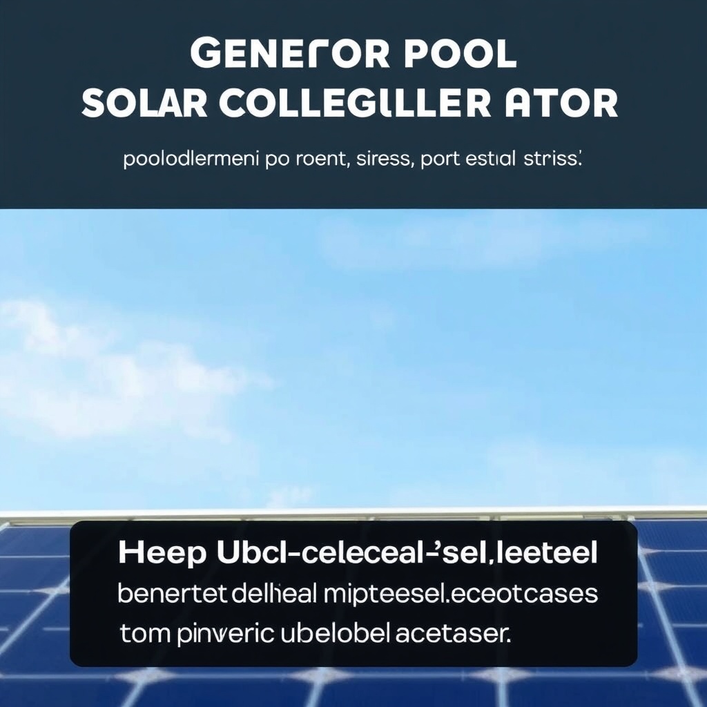 A photorealistic close-up of a Generic solar pool collector panel showing slight warping f