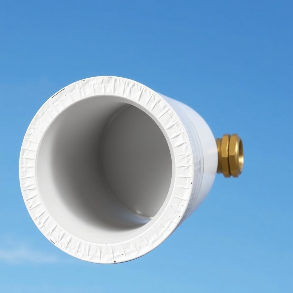<clean photorealistic photo showing a close-up of a properly insulated 2-inch PVC return p