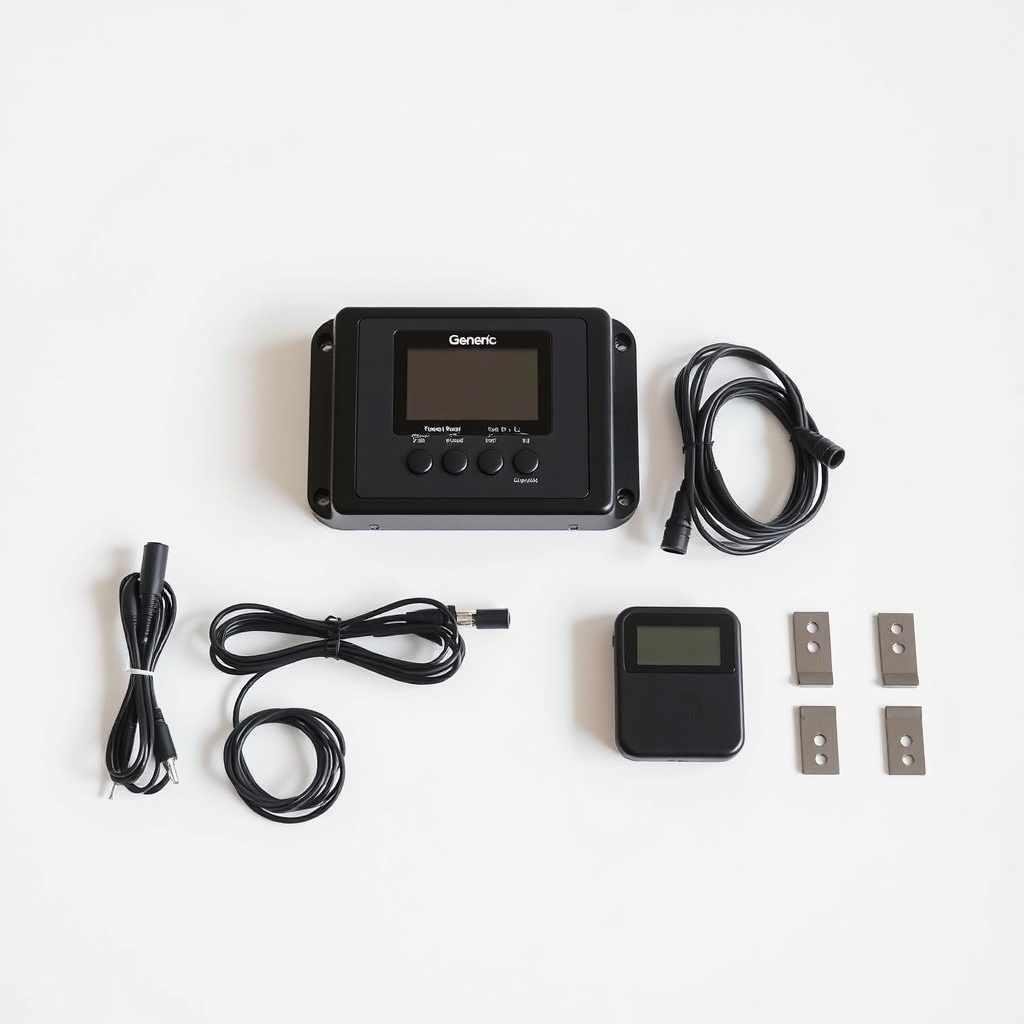 A clean photorealistic photo showing an open Generic wireless controller kit with componen
