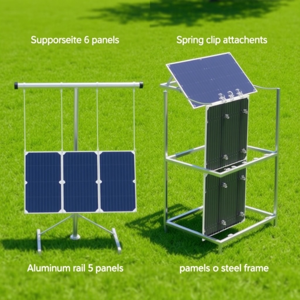 <Photorealistic photo of a ground-mounted Heliocol solar pool heater array with two attach