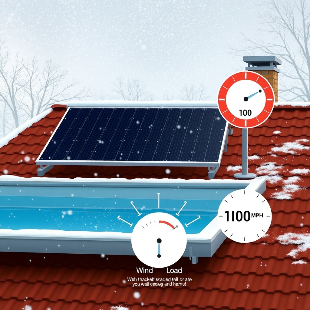 A clean photorealistic illustration of a Heliocol solar pool heater on a roof during a lig