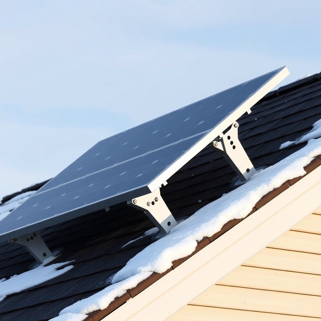 <clean photorealistic photo/illustration showing a SunStar solar panel array with adjustab